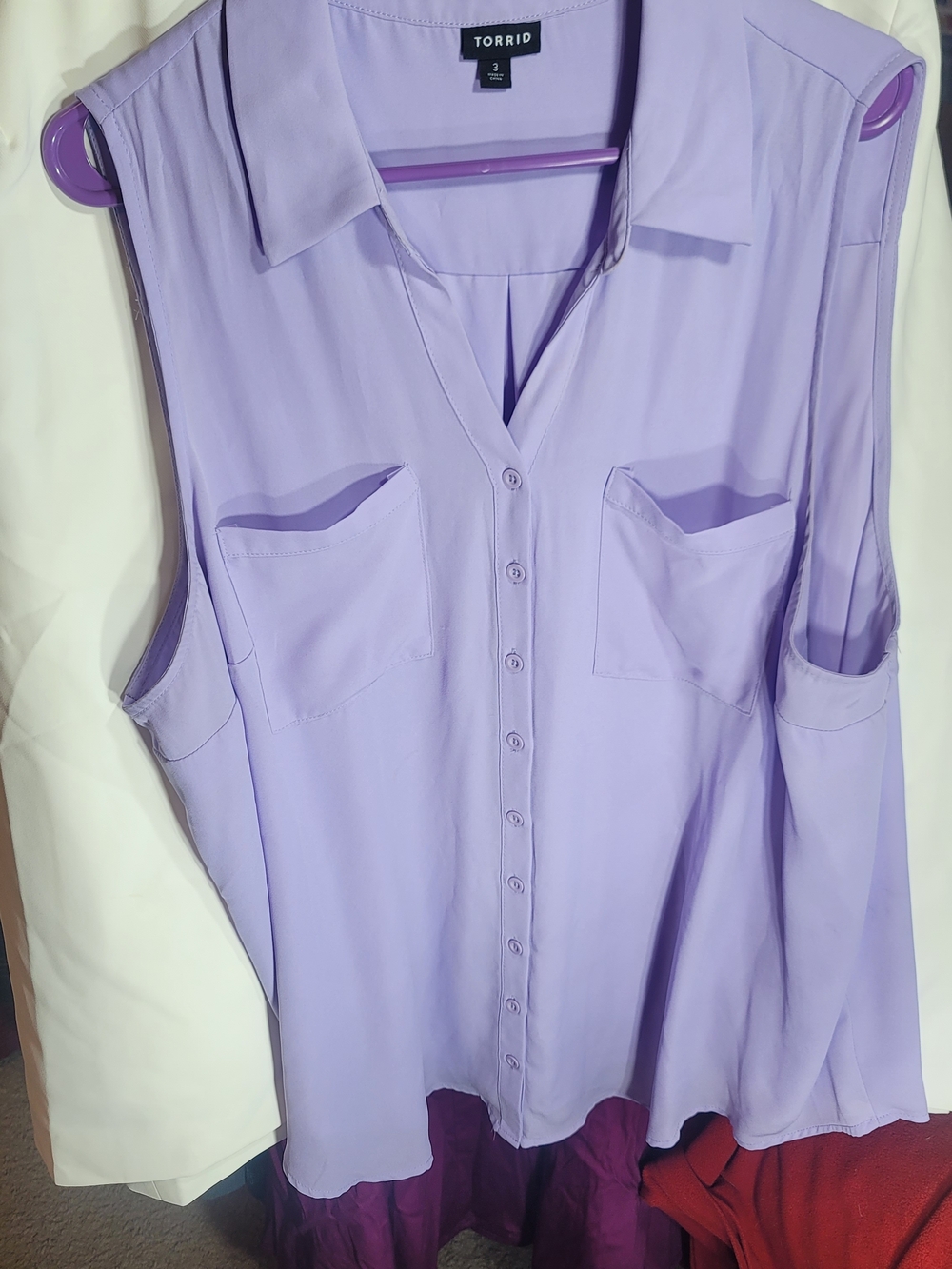 Torrid - Lavender Sleeveless Button-Front Blouse - Picture 2 of 4
